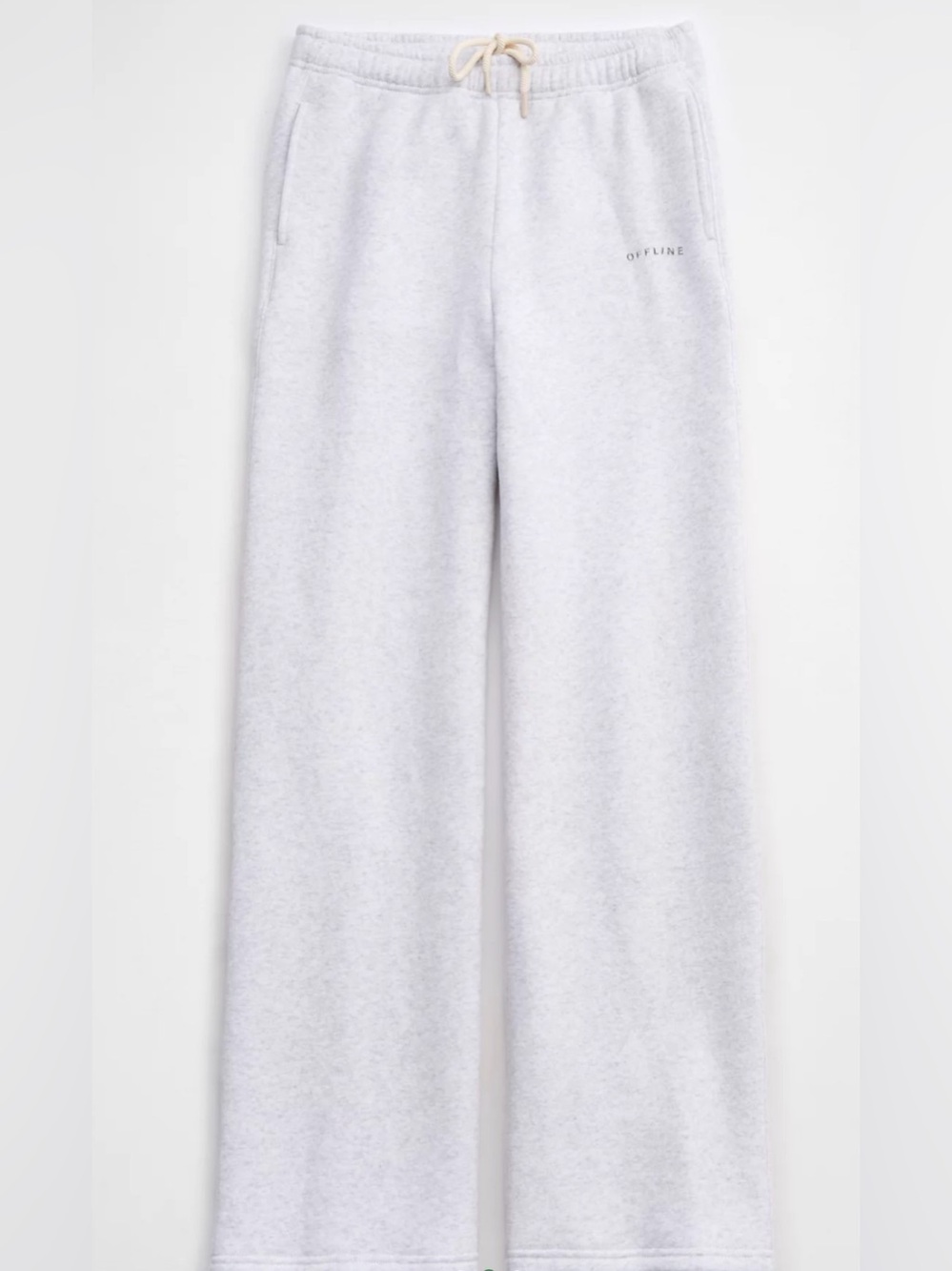 Aerie OFFLINE Cloud Fleece Baggy Trouser Wide Leg Light Heather Gray XS